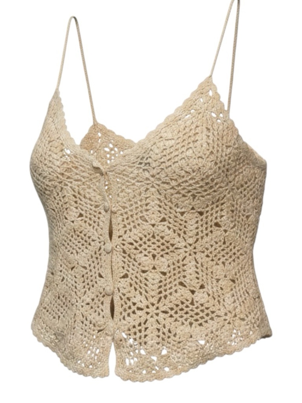 La Hearts Crochet Tank Top in Cream